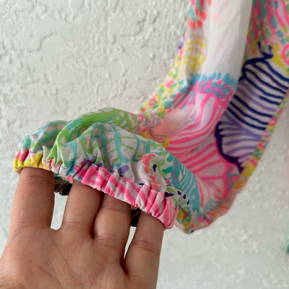 Lilly Pulitzer Silk Elsa In Roar of the Seas Button Down Blouse Small - Picture 7 of 11